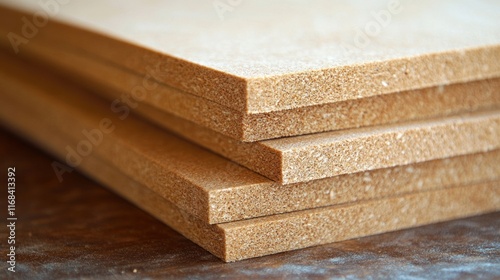Obraz na płótnie Close-up Shot of Stacked Medium-Density Fiberboard Sheets w salonie