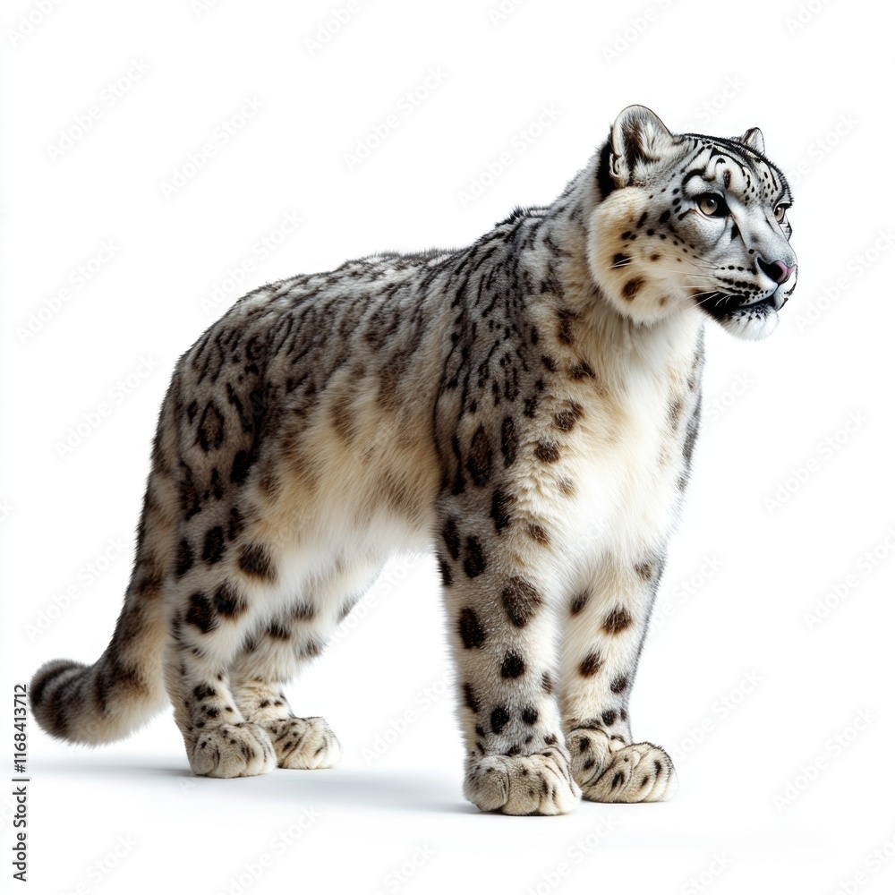 Obraz premium Snow leopard on white background