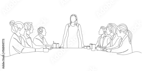 vector design of office employees in a meeting with the boss
