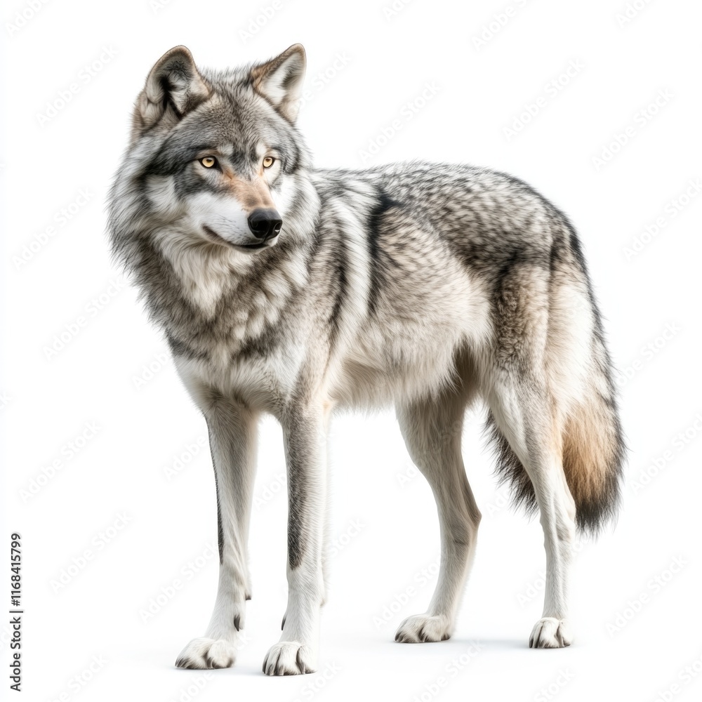 Obraz premium Wolf Standing On White Surface