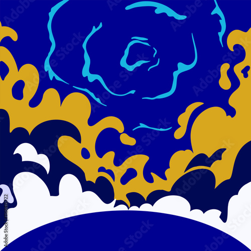 Vector background of smoke, explosion for comics. Cloud in cartoon style. Template for page design. Vector illustration