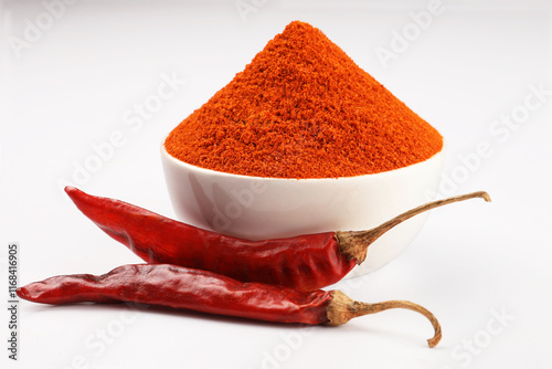 Fototapeta Naklejka Na Ścianę i Meble -  Indian spices, paprika powder or red chilli powder, selective focus