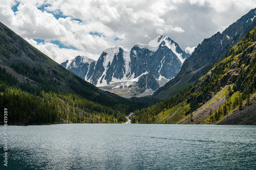 mountain lake Shavlinsky in the Altai mountains in summer mountain lake Shavlinsky in the Altai mountains in summer