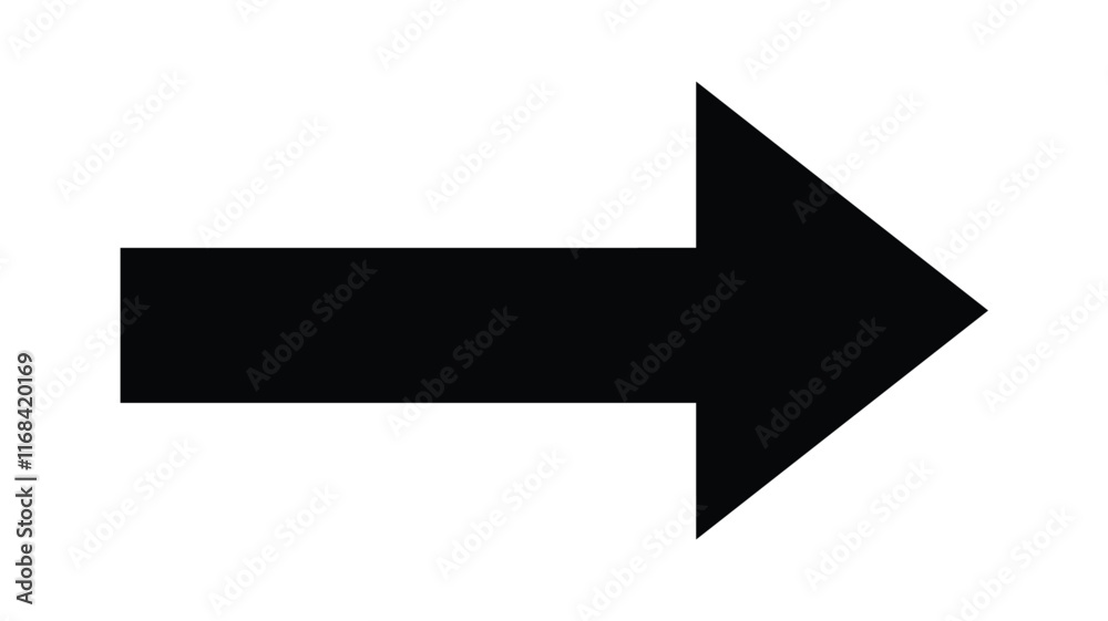Black arrow pointing right on white background. Black arrow pointing right on white background.