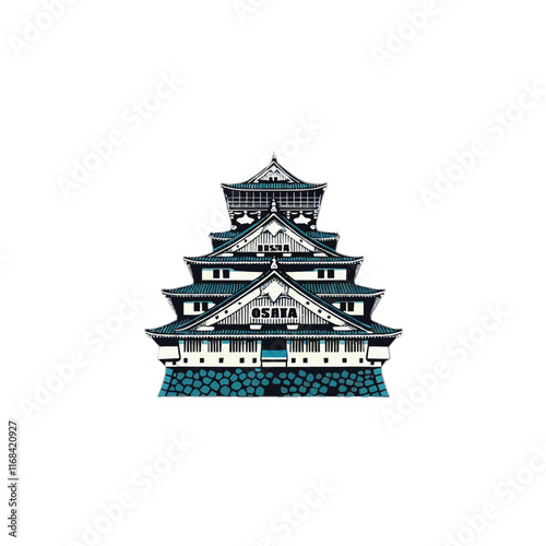 Osaka Castle silhouette icon vector symbol design illustration