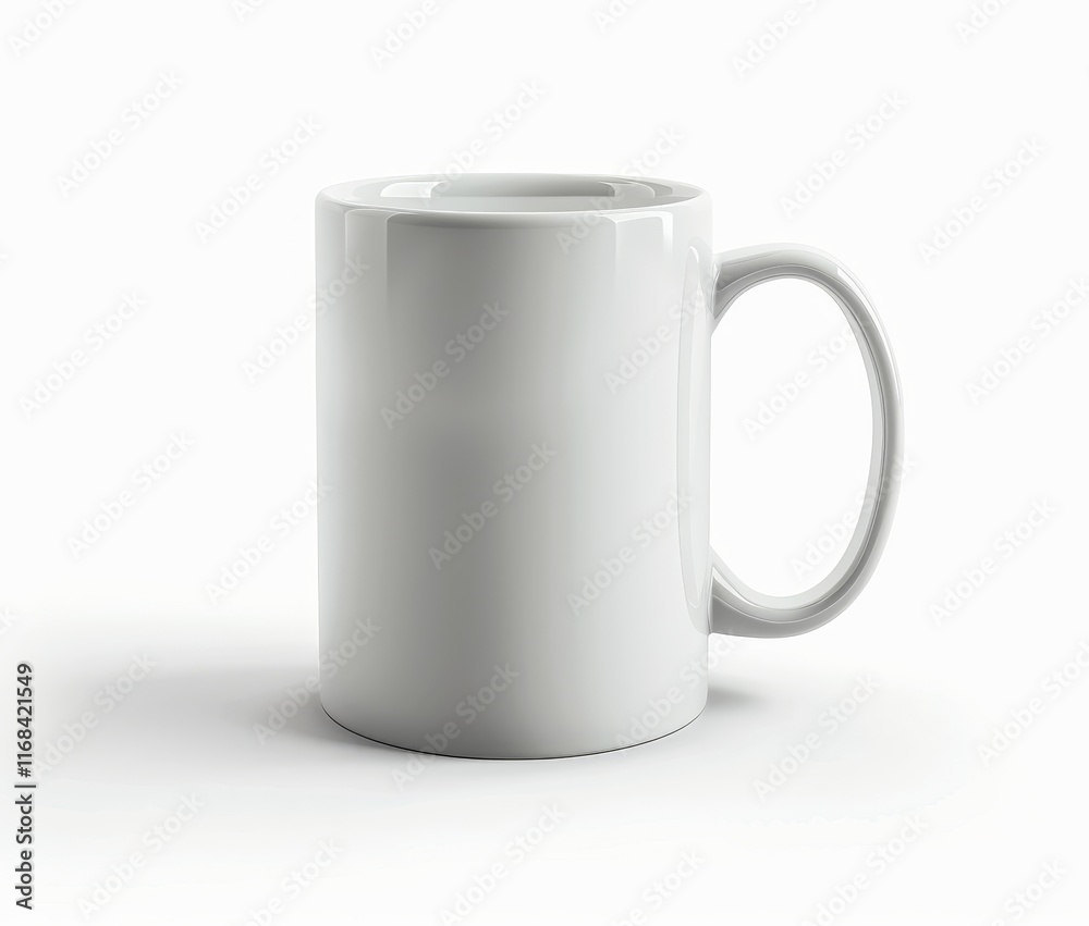 Plain white ceramic coffee mug on white background. Plain white ceramic coffee mug on white background.