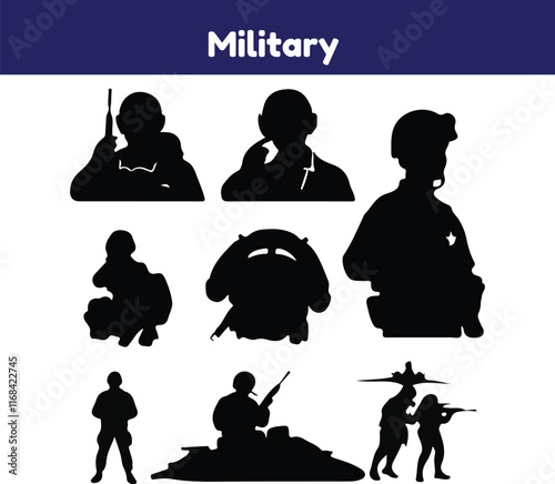 Simple Set of Military Vector Solid Icons.