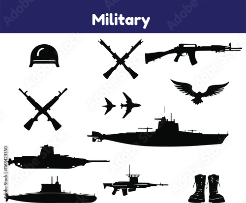 Simple Set of Military Vector Solid Icons.