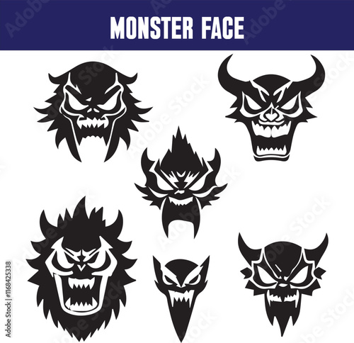 Cartoon monsters faces set. Vector collection of four Halloween monster character square avatars with different face expressions. Grim reaper, zombie, vampire and alien creature. Isolated
