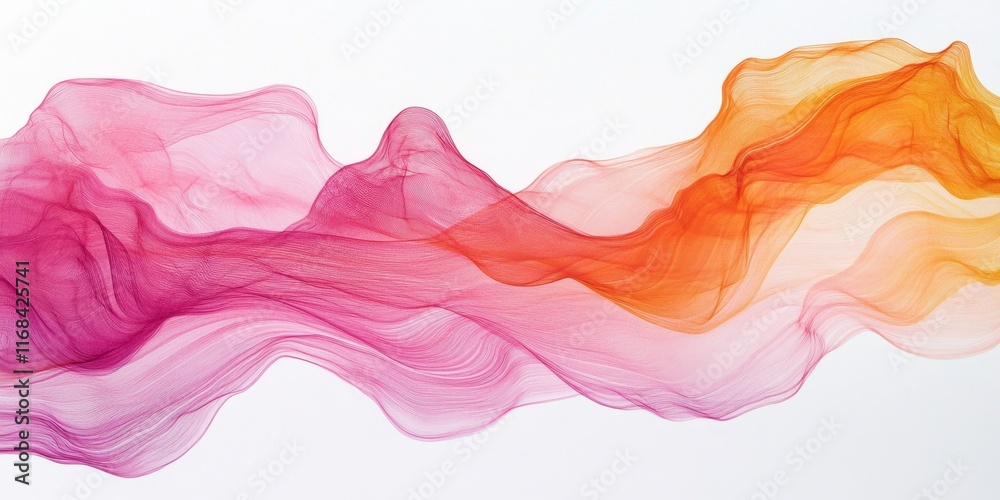Abstract flowing fabric with pink and orange gradient. Abstract flowing fabric with pink and orange gradient.