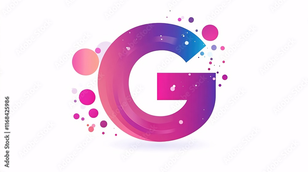 Colorful letter G with vibrant gradient and dots. Colorful letter G with vibrant gradient and dots.