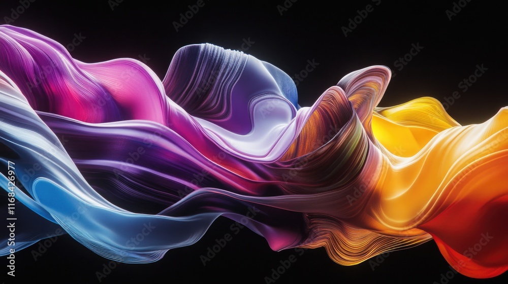 Obraz premium Colored Waves on Black Background