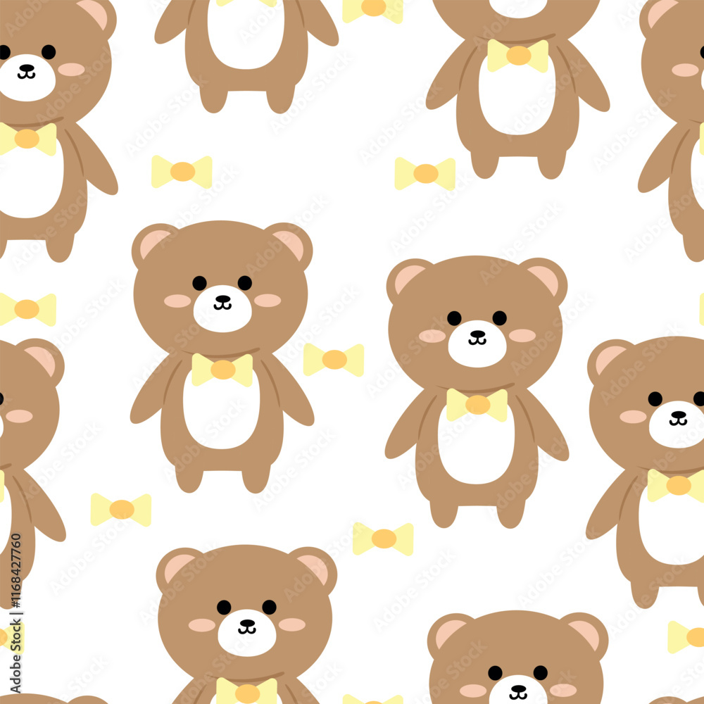 Seamless pattern cartoon cute brown bear. cute wallpaper and animals background for gift wrap paper Seamless pattern cartoon cute brown bear. cute wallpaper and animals background for gift wrap paper