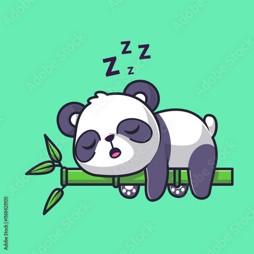 Cute Panda Sleeping on Bamboo Tree Cartoon Vector Icon 
Illustration. Animal Nature Icon Concept Isolated Premium 
Vector. Flat Cartoon Style 
