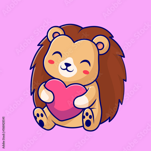 Cute Hedgehog Holding Love Heart Cartoon Vector Icon 
Illustration. Animal Holiday Icon Concept Isolated Premium 
Vector. Flat Cartoon Style 