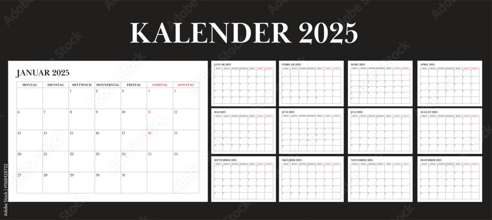 calendar 2025 in Germany language
