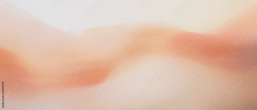 Fototapeta premium Abstract grainy noise gradient background with soft peach and beige hues, flow wavy movement, retro textured aesthetic, nostalgic, timeless calming beauty product brand design.