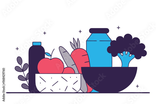 Healthy Food illustration vector on white background


