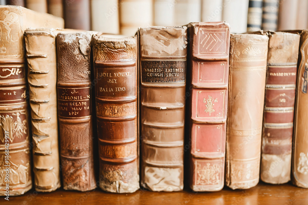 aged book collection showing natural variation aged book collection showing natural variation