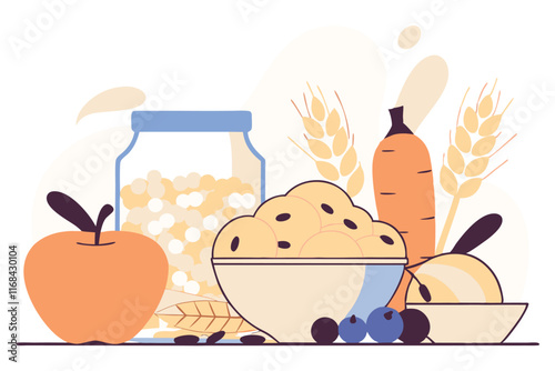 Healthy Food illustration vector on white background

