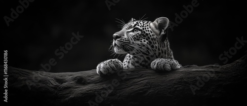  leopard black and white against a black background