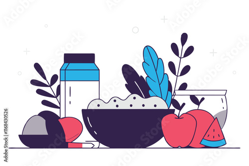 Healthy Food illustration vector on white background

