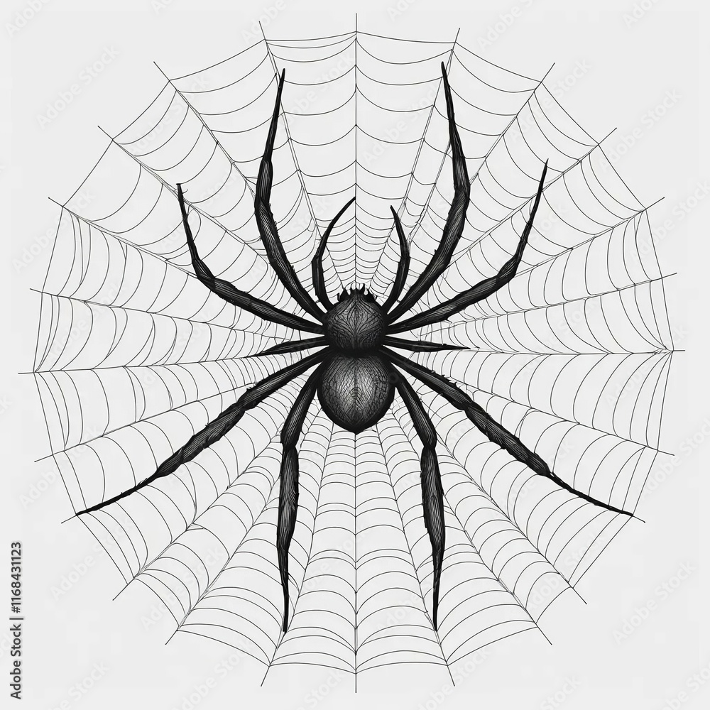 Fototapeta premium Spider web illustration perfect for creepy backgrounds & textures