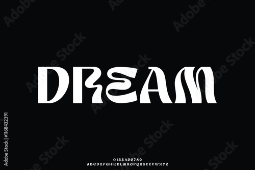 Creative decorative flowing sans serif alphabet display font vector. Curvy dream typeface
