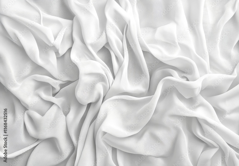 Obraz premium White fabric texture, elegant, smooth, flowing folds.