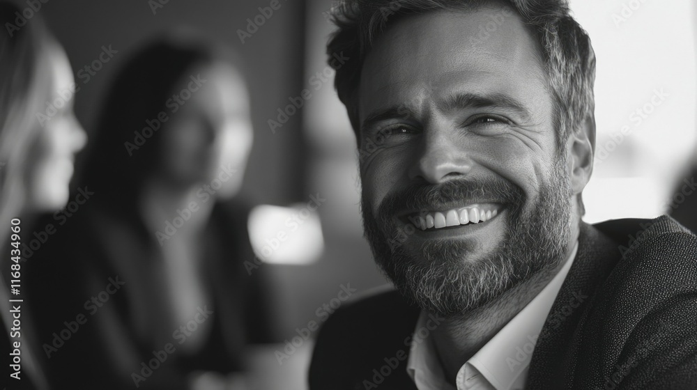 Bearded Man Smiling at Camera in Smart Casual Bearded Man Smiling at Camera in Smart Casual