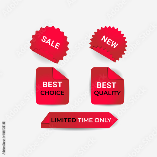 Sale sticker set for discounts. There are sale, new, best choice, best quality, limited,  only stickers set.