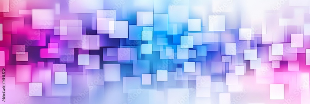 Abstract background with glowing squares in pink, purple, and blue tones. Abstract background with glowing squares in pink, purple, and blue tones.