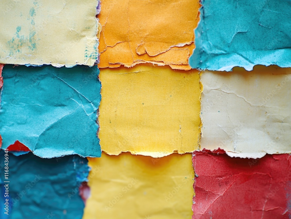 Fototapeta premium Vibrant Patchwork of Handmade Paper Art