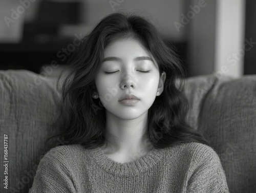 Serene Portrait of a Woman with Closed Eyes