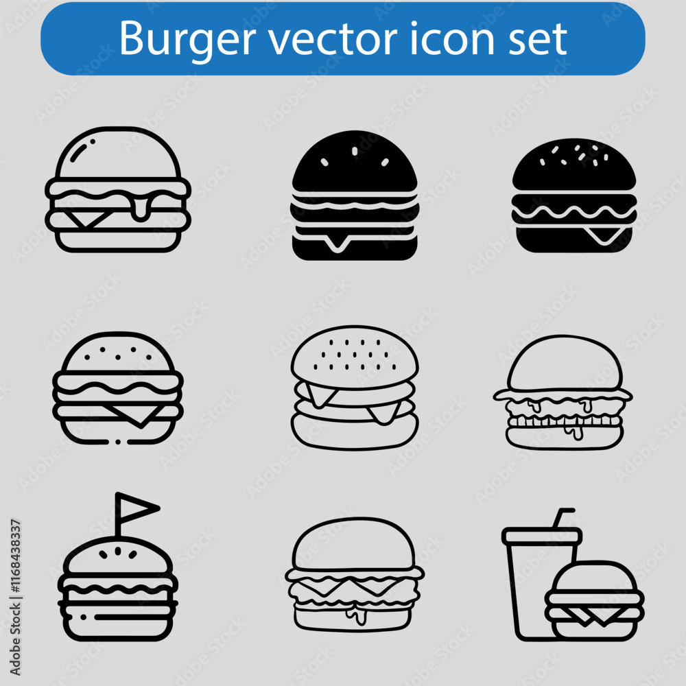 Burger icon vector art illustration of fast food set for UI and UX, website or mobile app design.
Burger icon vector art illustration of fast food set for UI and UX, website or mobile app design.