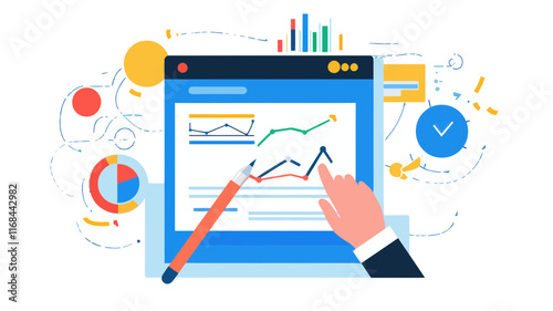 Data Analysis and Optimization Concept with Graphs and Charts for Business Strategy