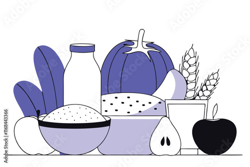 Healthy Food illustration vector on white background

