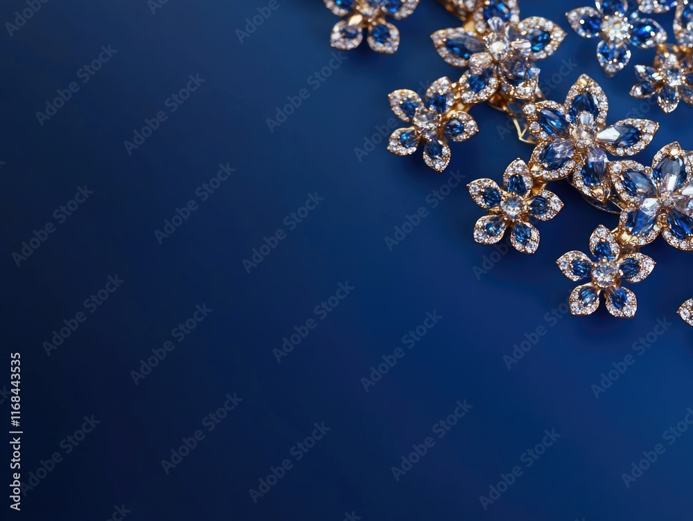 Elegant Jewelry Earrings on Blue Background Elegant Jewelry Earrings on Blue Background