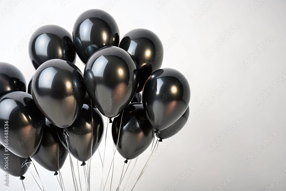 Black Friday Balloons: Dark Party Celebration Stock Photo - Isolated Black Balloons on White Background Black Friday Balloons: Dark Party Celebration Stock Photo - Isolated Black Balloons on White Background