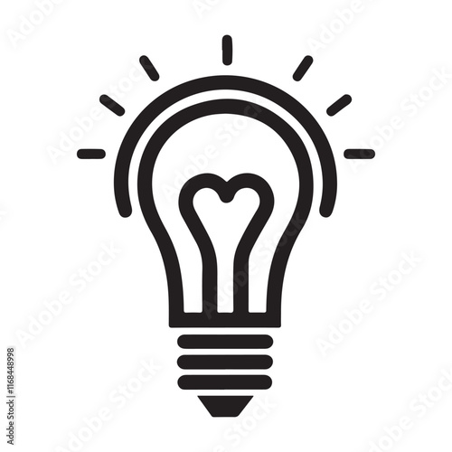 Simple Black Line Art Lightbulb Icon Symbolizing Innovation. A clean, minimalist black line art illustration of a lightbulb.