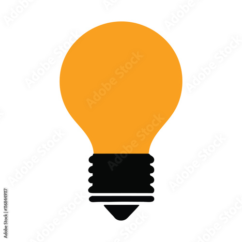 Simple Illustration of a Bright Orange Light Bulb. A vibrant orange light bulb silhouette against a plain white background.