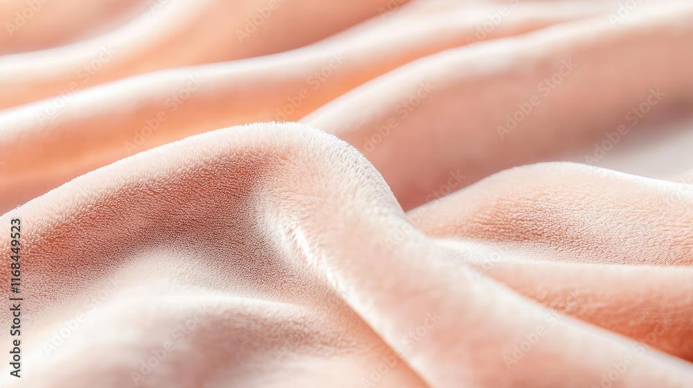 Velvet abstract background concept. Close-up of soft, smooth fabric in a gentle peach hue, showcasing its luxurious texture. Velvet abstract background concept. Close-up of soft, smooth fabric in a gentle peach hue, showcasing its luxurious texture.