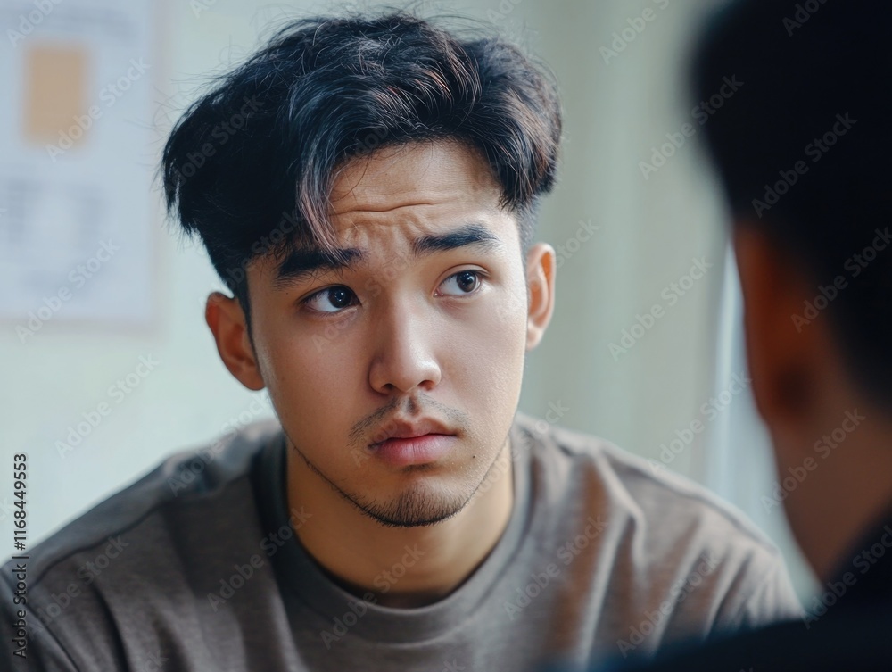 Fototapeta premium Contemplative Portrait of a Young Man