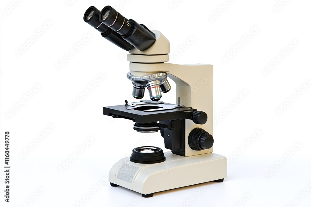 A laboratory microscope designed for scientific observation and analysis of small specimens. A laboratory microscope designed for scientific observation and analysis of small specimens.