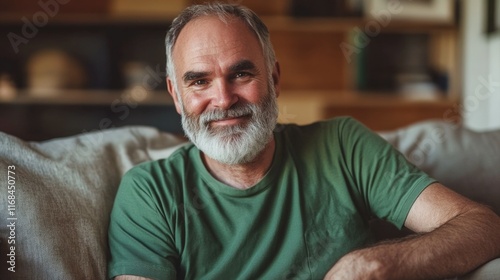 Bearded Man Smiling Sincerely at Camera