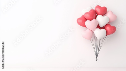 Colorful Heart-Shaped Balloons in Soft Tones Against a White Background for Celebrations