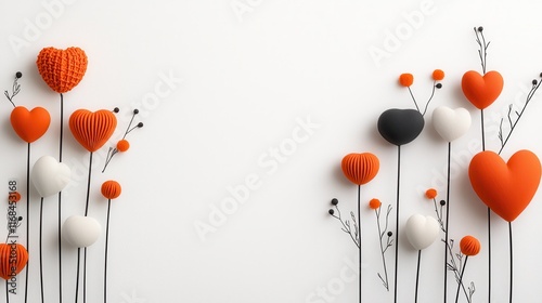 Colorful Heart Decorations on White Background for Celebrating Love and Emotions