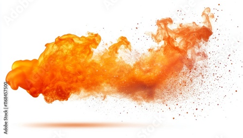 Abstract orange fire explosion isolated on white.