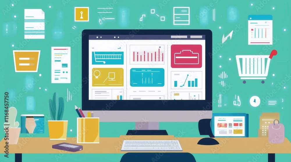Interactive online, Global corporation, Data visualization and analysis action office environment digital dashboard modern workspace informative perspective Interactive online, Global corporation, Data visualization and analysis action office environment digital dashboard modern workspace informative perspective