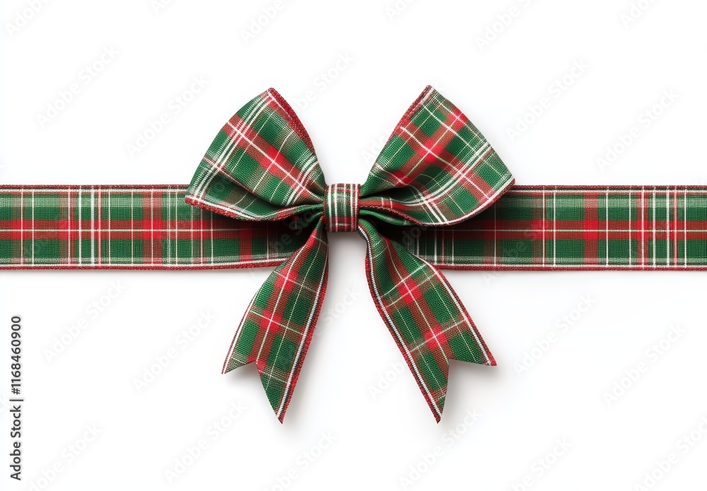 Green and red plaid ribbon bow isolated on white. (5) Green and red plaid ribbon bow isolated on white. (5)